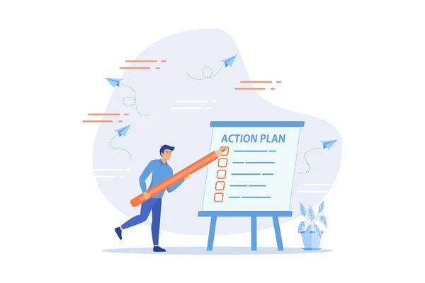 Action Plan Step Step Checklist Progress Finish Project Procedure Action — Stock Vector
