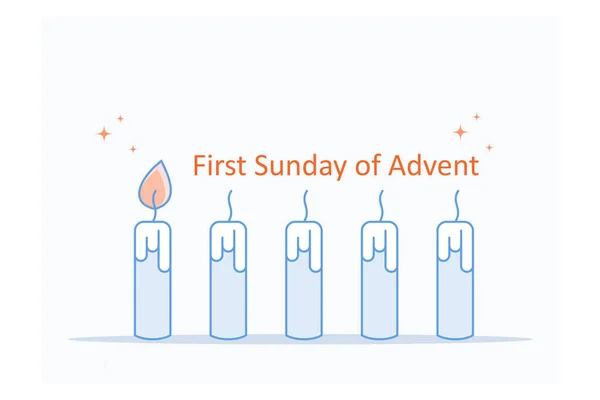 Eine Brennende Adventskerze Der Erste Advent Flaches Urlaubsdesign Mit Kerzen — Stockvektor