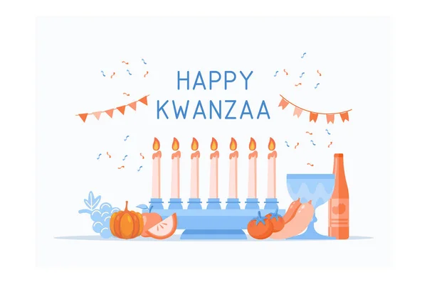 Ilustración Felices Saludos Kwanzaa Para Celebración Del Festival Vacaciones Afroamericano — Vector de stock