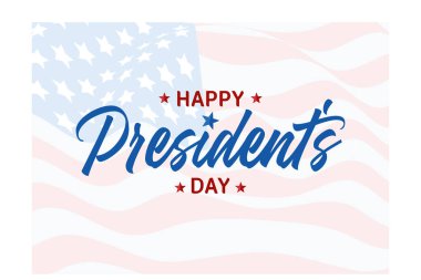 Amerika Birleşik Devletleri 'nde Amerikan bayrağıyla başkanlar günün kutlu olsun. Washington 'ın doğum günü. Amerika 'da federal tatil. Şubat ayında kutlanan yassı vektör modern illüstrasyon