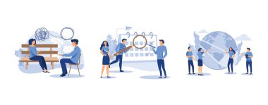 İş sorunları çözme kavramı, tasarım sektörü grafikleri görevleri bir hafta sürecek, Coronavirus tehlikesi ve halk sağlığı risk salgını ve grip salgını, yassı vektör modern illüstrasyon