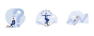 Çözüm veya sorun veya fırsat, döviz fiyatına veya ülke ekonomik spekülasyonlara yatırım, finansal piyasa dalgalanması yükseliyor ve düşüyor konsept, düz vektör modern illüstrasyon