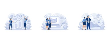 Sermaye kazancı, portföy geliri, yatırım geliri. Yatırımlar ve tahviller, nakit akışı para yuvası, yatırım fonu borsa kar dolarlarını analiz eden yatırımcılar, sabit vektör modern illüstrasyonunu ayarla