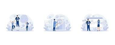 Entellektüel sermaye, ekonomik büyüme ve kalkınma, borsa veri vektörü seti, düz vektör modern illüstrasyonunu ayarla