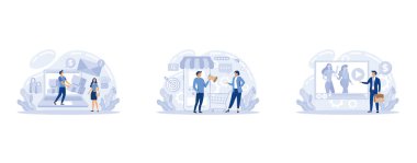 E-posta, mobil ve video pazarlama teknolojisi. Yeni aboneler, mesajlar alıyorum. İnternet üzerinden reklam ve tanıtım ile çalışmak, düz vektör modern illüstrasyonunu ayarlamak