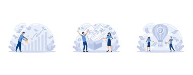 Sermaye kazancı, portföy geliri, yatırım geliri. Yatırımlar ve tahviller, nakit akışı, para yuvası, yatırım fonu, soyut metafor, düz vektör modern illüstrasyonunu ayarla