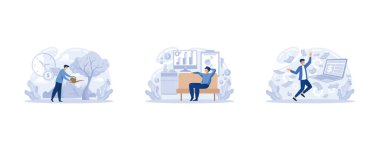 Pasif gelir, para kazanmak, aktif gelir, nakit akışı. Kâr elde etmek. İş başarısı ve finansal büyüme fikri. Ticari faaliyet süreci ve artan gelir, düz vektör modern illüstrasyonunu ayarlayın