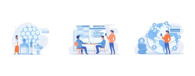 HPV vaccination abstract concept, System software development abstract concept, FinTech technology abstract concept , set flat vector modern illustration