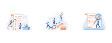 Employee hiring, Best worker, specialist, Business agreement, set flat vector modern illustration