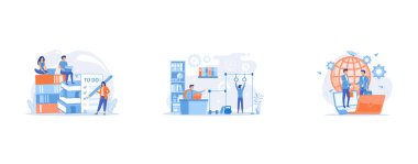 People feel in check boxes in to do list, Businessman working and exercising in fitness-friendly office, Businessmen shaking hands through laptop screens as online business, conference, meeting, network, deal, negotiations, agreement concept, pinkish