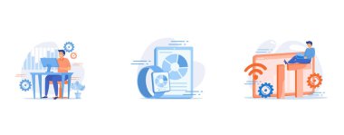 Technical support, Modern phone and watch with touchscreen, Appliances control automation, futuristic online technology, digital innovation, set flat vector modern illustration