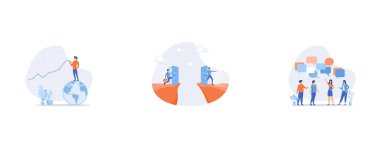 World economic, Shortcut for business success, Discussion, set flat vector modern illustration