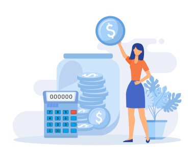 Retirement savings illustration. Senior characters investing money in private and federal pension fund. Retirement program planning concept.flat vector modern illustration