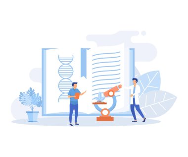 School and preschool lessons subjects illustration.Characters in school classes learning world history, geography and biology with books. flat vector modern illustration