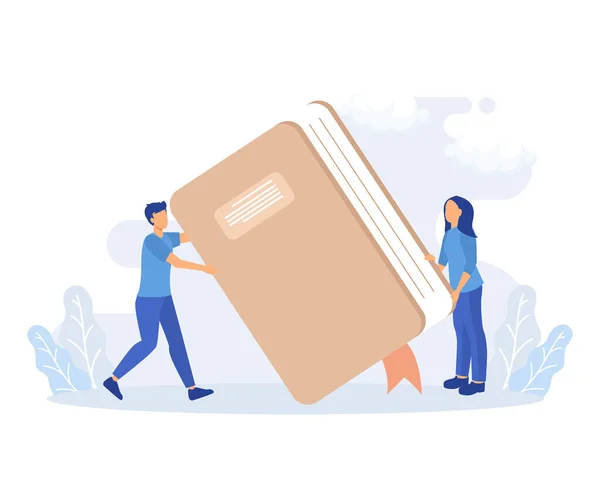 Book Exchange Reuse Illustration Characters Recommending Sharing Swapping Books People — Stock vektor