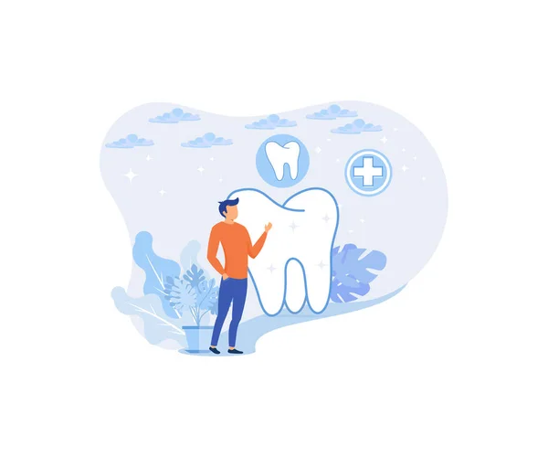 Dental Care Illustration Doctor Dentist Medical Staff Taking Care Teeth — Vetor de Stock