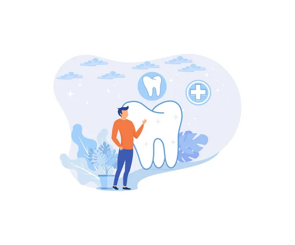 Dental Care Illustration Doctor Dentist Medical Staff Taking Care Teeth — Stock Vector