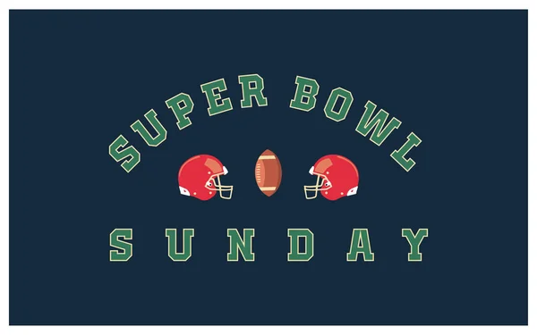 Super Bowl Sunday Banner Equipes Capacetes Cinza Vermelho Bola Futebol — Vetor de Stock