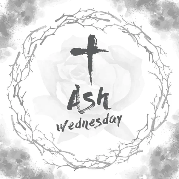 Ash Onsdag Abstrakt Symbolisk Inskription För Början Fastan Med Törnen — Stock vektor