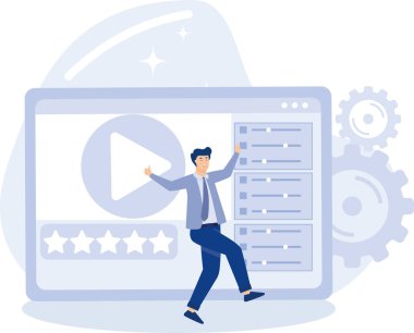 Media and tv content concept,engaging marketing entertainment,flat vector modern illustration