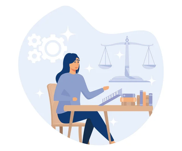 Law Firm Paralegal Specialist Prepare Documents Flat Vector Modern Illustration — Archivo Imágenes Vectoriales