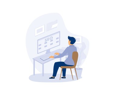 Dijital pazarlama hizmetleri, SEO uzmanlık işi web sitesi optimizasyonu, e-posta pazarlaması, düz vektör modern illüstrasyon