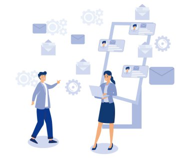 Dijital pazarlama hizmetleri, SEO uzmanlık işi web sitesi optimizasyonu, e-posta pazarlaması, düz vektör modern illüstrasyon