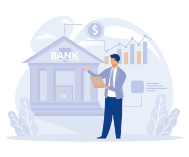 Para dağıtım konsepti, maaş farkı, ülke bütçesi, banka kredisi, düz vektör modern illüstrasyon