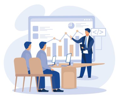 IT konsepti, bilişim yönetimi kursları, kişisel markalaşma, düz vektör modern illüstrasyon