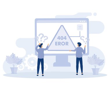 Web sitesi arayüzü kavramı, 404 hatası, web sitesi şablonu, düz vektör modern illüstrasyon