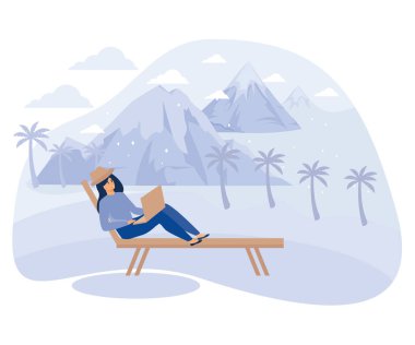 Gönüllü yaşam tarzı konsepti, vites küçültme, basit yaşam tarzı, minimalist yaşam tarzı, düz vektör modern illüstrasyon