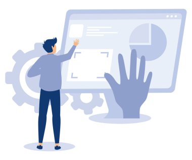 Sensör teknolojisi konsepti, eller serbest kontrol, hareket algılama cihazı, yapay zeka okuma, düz vektör modern illüstrasyon