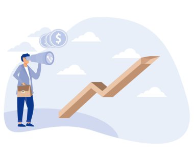 Şirket büyüme konsepti, iş yönetimi, iş varlıkları, şirket misyonu, vizyon ve felsefe, düz vektör modern illüstrasyon