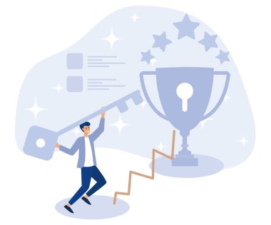 Kişisel ve profesyonel büyüme kavramı, başarının anahtarı, motivasyon ve ilham, düz vektör modern illüstrasyon