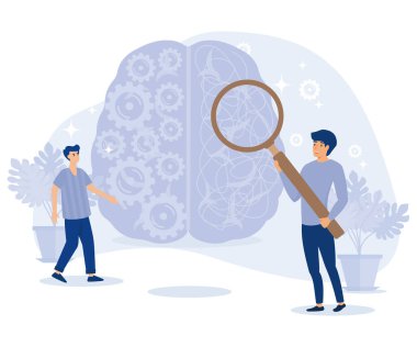 Psikoloji konsepti. Psikolojik yardım, psikiyatrist danışmanı bir hasta. düz vektör modern illüstrasyon