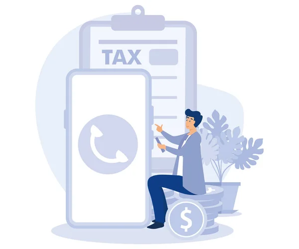 Φορολογική Δήλωση Έννοια Προθεσμία Χαρτί Τηλέφωνο Κατάθεση Φόρου Επίπεδη Διάνυσμα — Διανυσματικό Αρχείο