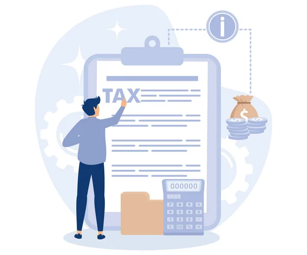 Steuererklärungskonzept Einkommensbericht Antragsunterlagen Finanzbericht Flat Vector Modern Illustration — Stockvektor