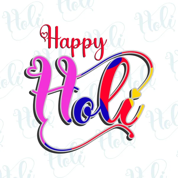 Holi Festival Caligrafie Colorată Indian Festival Holi Ilustrație Vectorială Fundal — Vector de stoc