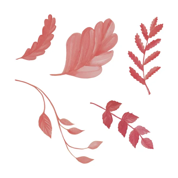 Schöne Aquarellrote Blätter Als Nahtlose Handgezeichnete Aquarell Vektorillustration Für Grußkarte — Stockvektor