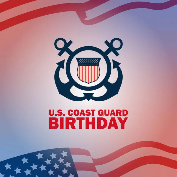 Urodziny Straży Przybrzeżnej Sierpnia Projekt Amerykańską Flagą Patriotycznymi Gwiazdami Współczesny — Wektor stockowy