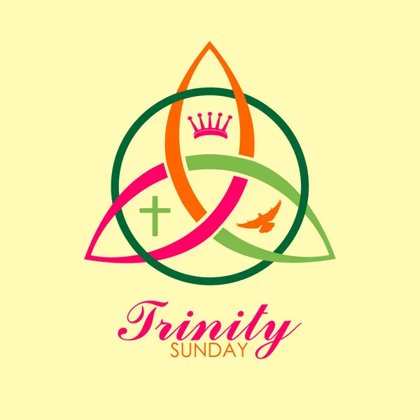 Domingo Trinidad Símbolo Trinidad Religiosa Texto Colorido Ilustración Moderna Vector — Vector de stock