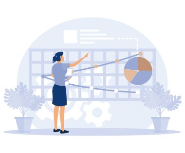 Sosyal medya analiz konsepti, sosyal ağ izleme, rekabetçi analiz, kopya optimizasyonu, marka itibarı, katılım, düz vektör modern illüstrasyon