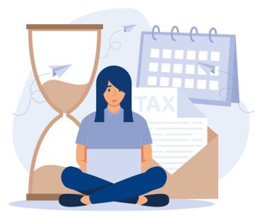 Şirket muhasebe konsepti, kurumsal gelir vergisi iade tarihi, ödeme tarihi, taksit vergi ödemeleri, varil ödemesi, sabit vektör modern illüstrasyon