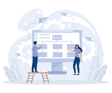 Yazılım geliştirme konsepti, bilgi mimarisi, kullanılabilirlik mühendisliği, web tasarımı, düz vektör modern illüstrasyon