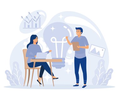 Girişim geliştirme kavramı, iş geliştirme kuvveti, veri girişimi, beyaz kağıt, ICO yatırım belgesi, yeni ürün başlatma, açık platform, düz vektör modern illüstrasyon