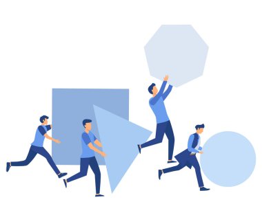 iş dünyasındaki yenilik, kazanma stratejisi, iş adamı küreyi itiyor ve diğer düz vektör modern illüstrasyonlara karşı yarışı yönetiyor.