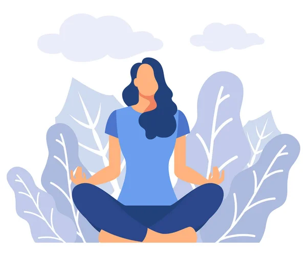 Begreppet Meditation Hälsofördelar För Kroppen Sinnet Och Känslor Uppkomsten Och — Stock vektor