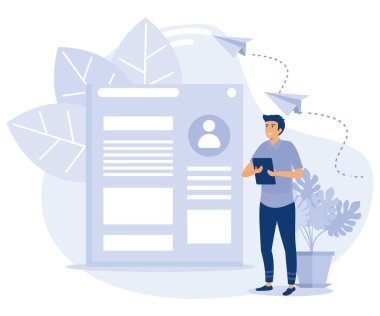 İK servis kavramı, iş başvurusu, iş arayanlar, kariyer tavsiyesi, işe alma, kariyere başlama, iş arama, çalışan profili, şirket web sitesi, düz vektör modern illüstrasyon