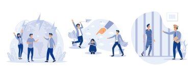 Yasadışı davranış konsepti, sosyal çatışma, okulda şiddet, çocuk suçu, gençlik suçu, vandalizm eylemi, sosyal ilişkiler, zorbalık, sabit vektör modern illüstrasyon