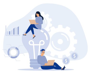 Bilgilendirici Uçuş Hizmeti Destekleme, Sosyal ve Yönetim Süreci İhtiyaçlar ve İhtiyaçlar Karşılama İstemcisi, düz vektör modern illüstrasyon